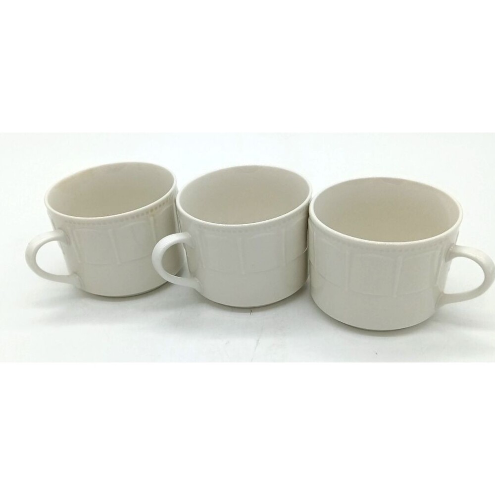Haley By Kennex Set of 3 White Panelled Rim Coffee Cups Discontinued